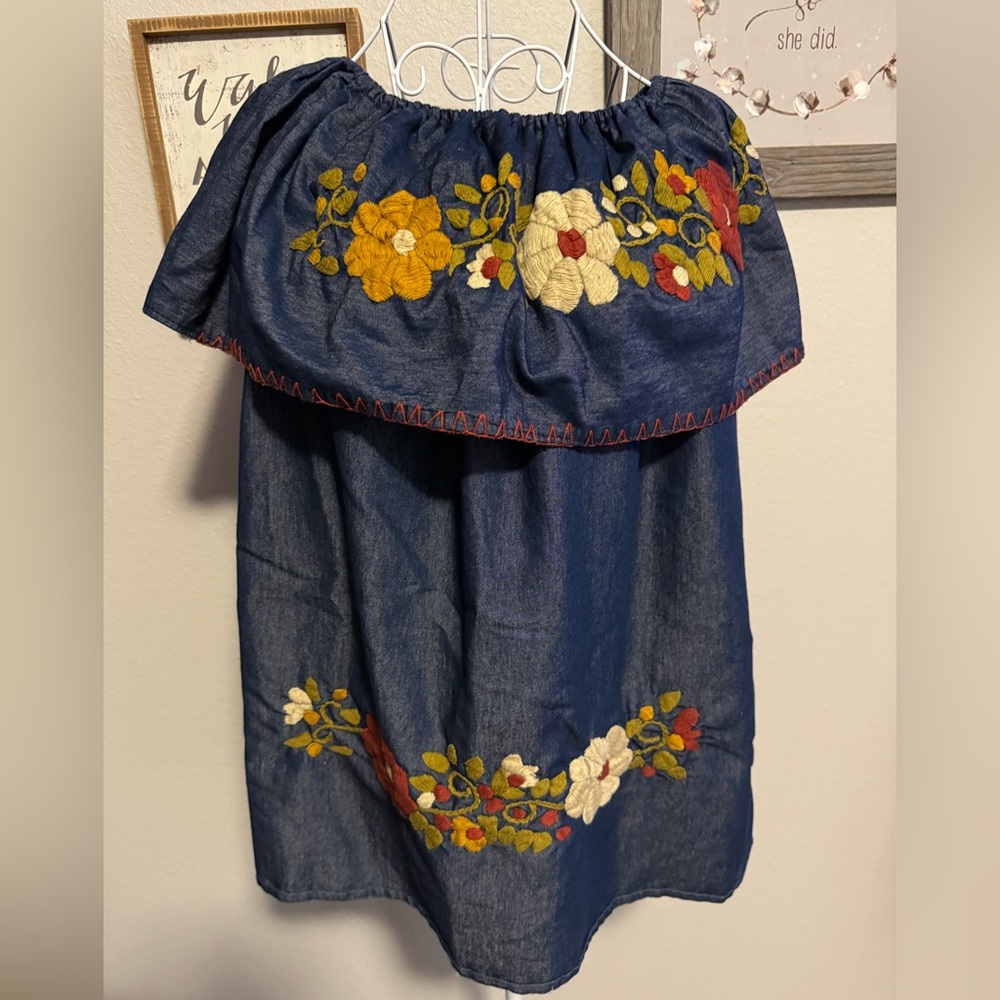 Floral Embroidered Off-Shoulder Dress